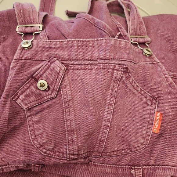 Invisible Denim - Vintage Purple Denim Overalls Cotton Bib Dungarees Plum Medium